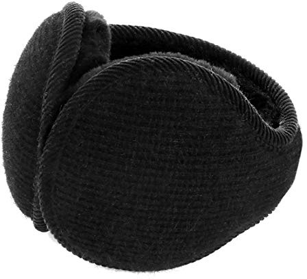 Surblue Unisex Warm Knit Earmuffs Ladies Outdoor Cashmere Winter Pure Color Fur Earwarmer (B-black)