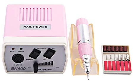 Électrique Perceuse à ongles Machine Manucure et pédicure Ensemble 65W 35000RPM Puissant Polisseuse pour enlever le vernis/gel/cuticules sur ongles, couper et éclaircir ongles,Rose