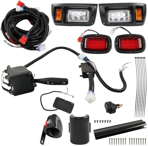 WFLNHB Golf Cart Light Kit Replacement for DS Club Car 1993-Up, Full Headlight Taillight Kit with Daytime Running Lamp Turn Signal Horn Brake Pad Hazard Blinker