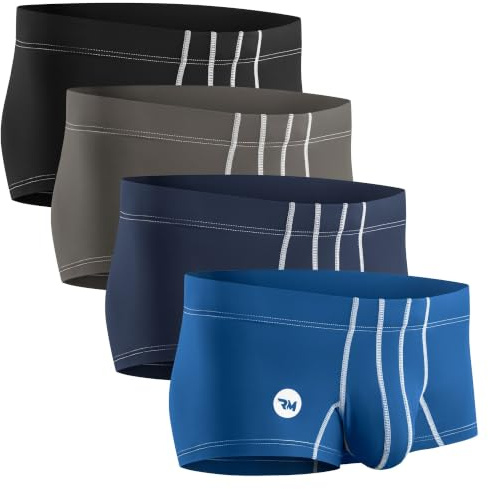 RM Real Men retroshorts för män (4-pack), D-påse, 4-pack, mörkblå, ljusblå, svart, grå, M