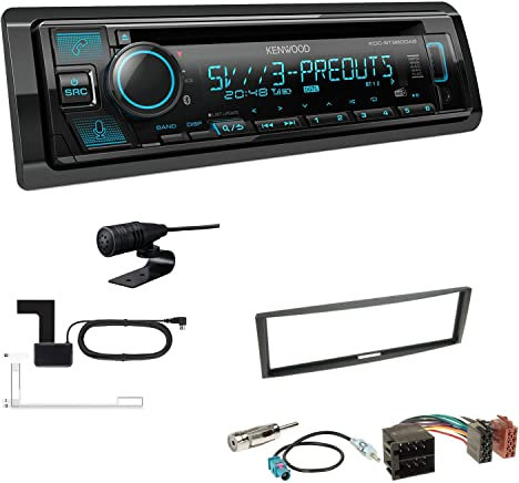Kenwood KDC-BT960DAB 1-DIN Autoradio CD-Tuner mit Bluetooth Digitalradio DAB+ inkl. Einbauset passend für Renault Modus Grand Modus 2004-2012 schwarz
