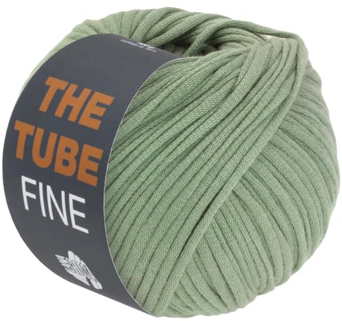 LANA GROSSA The Tube Fine | Dünnes, gefülltes Baumwollschlauchbändchen - ideal für Dekoartikel & Taschen | Handstrickgarn aus Baumwolle & Polyamid | 100g Wolle zum Stricken & Häkeln | 140m Garn FB111