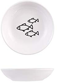 Creative Cute Cat Small Saucer Shape Mini Plate Ceramics Cartoon Dish Creative Snack Plate Chinchilla Squirrel Hedgehog Bowl Ceramic Cat Bowls (Color : Fish, Size : S)