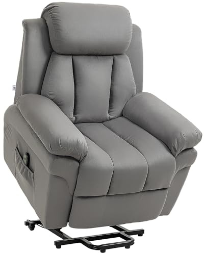HOMCOM Fauteuil releveur électrique, Fauteuil Relax électrique avec Repose-Pied Ajustable, Dossier inclinable, télécommande, Poche latérale, pour Personnes âgées, Gris