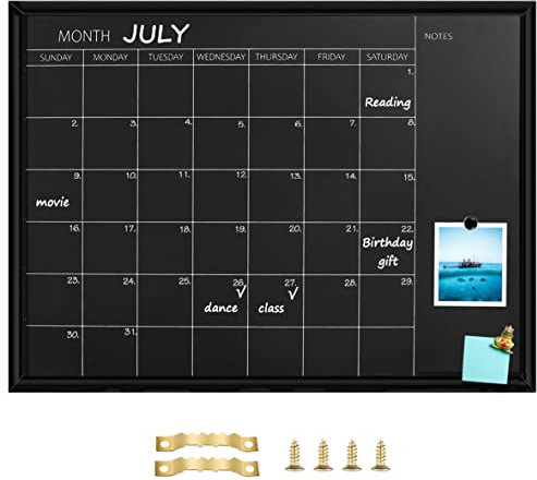 Okydody Magnetische Kalende Kreidetafel, 60 x 80 cm, Schwarz Holzrahmen Tafel, verwendet für Planung/Schulpläne/Memos, hängende Tafel für Büro, Schule und zu Hause(YLHB-BK-6080) DE