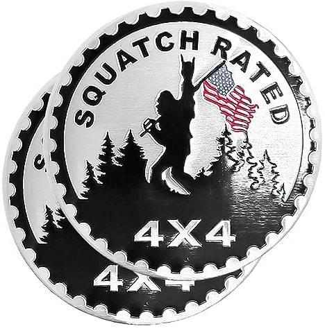 Squatch 2 PCS Badge Rated Metal Automotive Badge, 3D Round Car Badges Emblems, Compatible with Jeep Wrangler Vehicles Trucks SUV RV