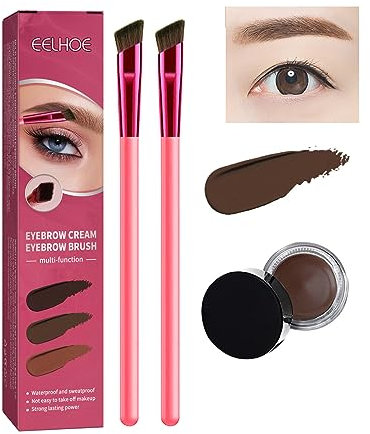 Anjoize 4d-Laminiertes Augenbrauen-Home-Grooming-Kit, Anjoize Augenbrauenpinsel und Augenbrauencreme, 4D Hair Stroke Brow Stamp Brush, Augenbrauen Pinsel (Braun)
