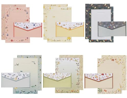 Paper and Envelope Set, 54 Pieces A5 Flowers Animal Writing Paper and 18 Envelopes, Letter Set for Office, Home, School