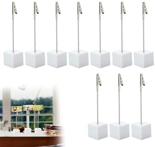 Foto Titular Memo Clip y Carpetas de Mensajes, Titulares con Cierre Clip Cocodrilo, 10 Piezas Foto Titular Base Memo Clip, Pino Base Portafotos, Clip de Papel Nota para el Memorándum de la Oficina