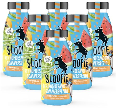 Sloofie der Hundesmoothie, 6er Tropical, der natürliche Hundesnack aus besten Zutaten, Made in Germany,