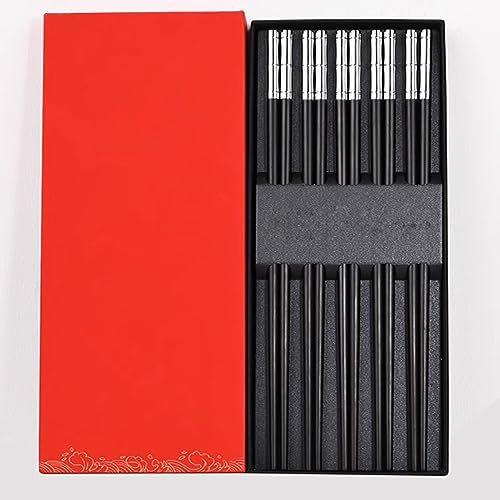 WQZStar Bacchette di Metallo Chop Sticks Bacchette riutilizzabili Bacchette Cinesi Commerciali, Set di Posate Bacchette da 25 cm (Colore: B, Dimensioni: 5 Paia) (A 5 Paia)