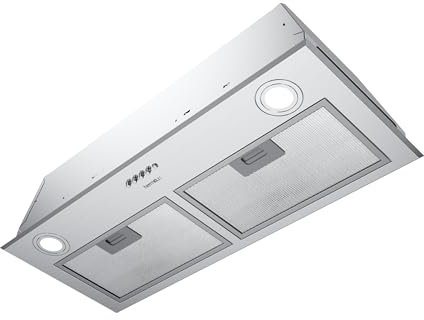 Hermitlux Hotte Aspirante Encastrable 75cm, Hotte de Cuisine à Évacuation ou Recyclage avec LED, Débit d'Air Puissant 620m³/h, 68dB, Inox