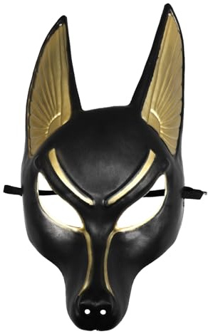 Kichvoe Anubis-Maske Halloween-Party-Maske Aus Kunststoff Für Erwachsene Ägyptische Schakalgott Kostümzubehör Cosplay- Maskenball Vintage Style 35X7X3.5 Zoll