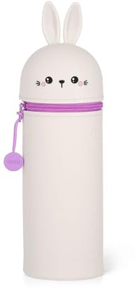 LEGAMI - 2-in-1 Weiche Silikontasche - Kawaii, Giraffe Schultasche, Tischstifthalter, Reißverschluss, Silikon, Stiftetasche Buntstifte Marker, H 18,5 cm, Bunny