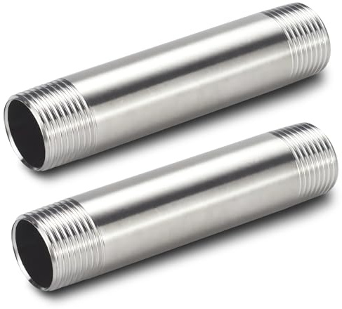 2 Stück Edelstahl Hahnverlängerung 1/2 x 100 mm DN15 Gewindeverlängerung