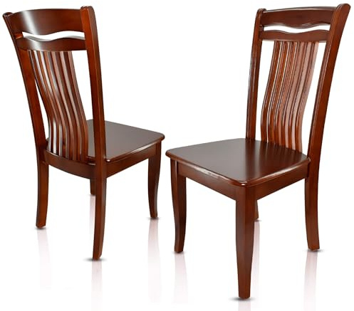 VAKON SALON - Esszimmerstühle 2er Set aus Kirschbaumholz, Holzstuhl, Küchenstuhl aus Massivholz bis 150 kg - Design 809 - Walnussbraun