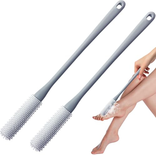 2 stycken duschfotborste, fotskalningsborste, fotskrubb och massageborste, duschborste med långt handtag, fotvård för dusch 40 cm tårengöringsborste