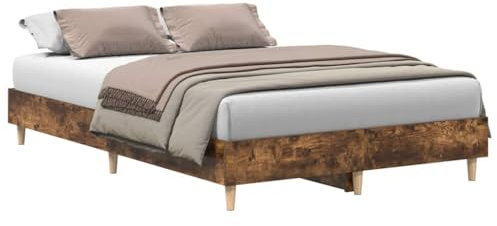 vidaXL Bettgestell ohne Matratze Räuchereiche 140x190 cm Holzwerkstoff, Bettrahmen, Bett, Palettenbett, Schlafzimmermöbel, Doppelbett, Plattenbett