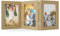 Feelhap Marcos de Fotos Triple Marcos de Fotos para 3 Fotos de Madera Plegable Madera Marco para Retrato Marco Decoración hogareña Familia Amigo Regalo Escritorio Decorar Color Madera (10 x 15 cm)