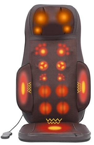 WINPANG Massagefåtölj, 42 x 33 x 75 cm Shiatsu massagekudde ryggmassageapparat justerbar 3 hastigheter och 3 lägen med överhettningsskydd kompressionsmassagestol för hem kontor