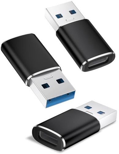 Amzpas 【3 PEZZI Adattatore USB a Tipo C, Convertitore Maschio a Type C Femmina 3.0 Compatibile con iPhone 16/15/14 Plus PRO Max CarPlay MacBook iPad (Nero*3)