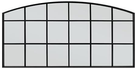 Home Selections Arched Window Mirror Black 40 x 80cm, Metal Framed, Wall Mounted Mantel Mirror