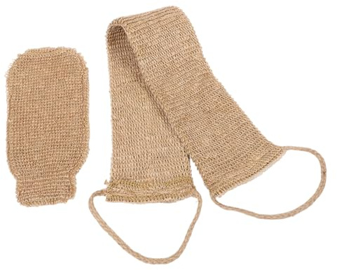 VICASKY Peelinghandschuh und Rückenschrubber Sisal 2 Stück Langer Griff Peeling Badestreifen für Damen und Herren Sanftes Körperpeeling Dusche Badewannenzubehör