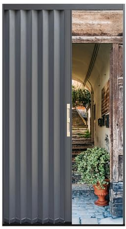Invisible Pleated Magnetic Door Curtain, Accordion Folding Sliding Doors for Interior and Outdoor Use, Customizable Size with Aluminium Track