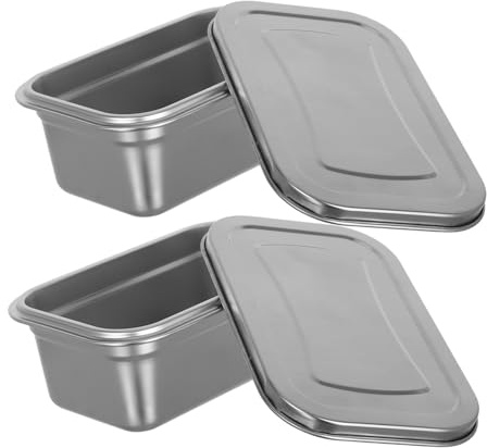 Mikinona Vaschette Gelato Acciaio Contenitore Gelato in Acciaio Inossidabile con Coperchio Ermetico 2 Pezzi per Congelatore