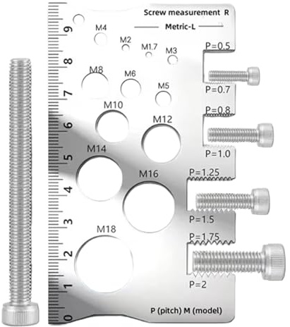 Penlimly Calibrador de Rosca - Herramienta De Medición De Tornillos | Regla Medidora de Rosca Métrica para Construcción, Taller, Industrial, Automoción, Hogar y Mecánica