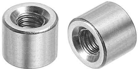 QUARKZMAN 12 Piezas Tuercas De Acoplamiento Redondas M4, Tuerca De Unión De Acero Inoxidable 304 6mm/0.24 De Longitud Para Soporte, M4x6x8mm