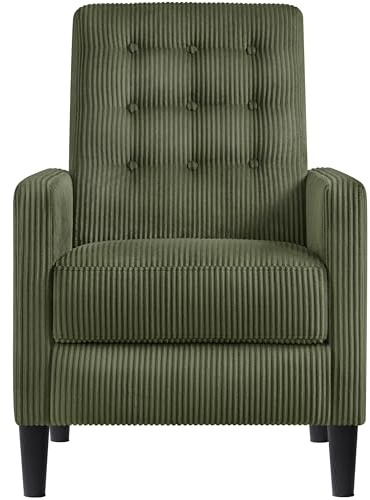 Yaheetech Corduroy Recliner Chair, Adjustable Reclining Armchair Dark Green