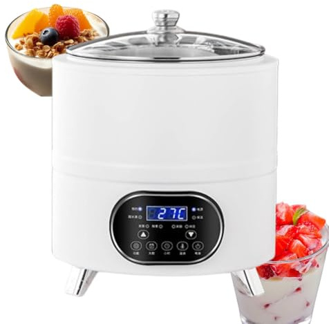 Elektrisk Yoghurtmaskin Med 360° Konstant Jäsning White-12L | 8l/12l Behållare, Innerkanna I Rostfritt Stål, Rundade Kanter, Natto, Ost, Fruktvin, Hemma- Och Kommersiellt Bruk