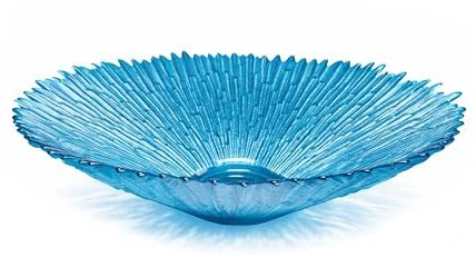 Budawi® Glasschale Blau Ø 29 cm | Dekoschale Polareis Design mit Zackenrand | Obstschale Servierschale für Obst Süßigkeiten Snacks | Dekorative Glasschale für Küche Wohnzimmer Tischdeko