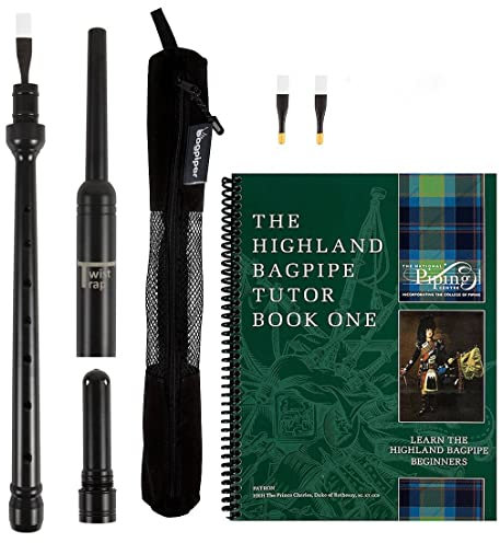 RG Hardie Dudelsack-Praxis-Chanter, College of Piping Tutor Book 1, Barfuß-Dudelsackspieler, atmungsaktiver Koffer und Rohrrohr, mit 2 hochwertigen schottischen Blättern