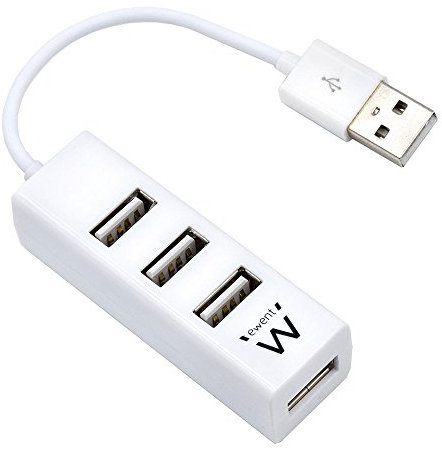 Ewent EW1122 Hub USB 2.0, 4 Porte USB 2 480 MBps, Cavo 12 cm, Bianco