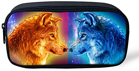 Showudesigns Trousse d'écolier à Motif d’Animal de la Galaxie - Porte-Stylo pour Fournitures Scolaires pour Adolescents Dedium Loup