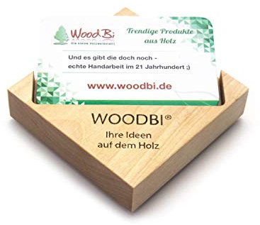 Visitenkartenbox aus Holz | Visitenkartenhalter aus Holz | Visitenkartenständer | Original von WOODBI® (Birke mit Logo)