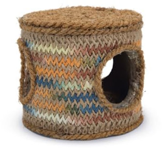 Karlie Kokosnussseil Tonne, Nagerspielzeug, Kokosnuss/Holz, Natur/Mehrfarbig, 12x12x10,5 cm