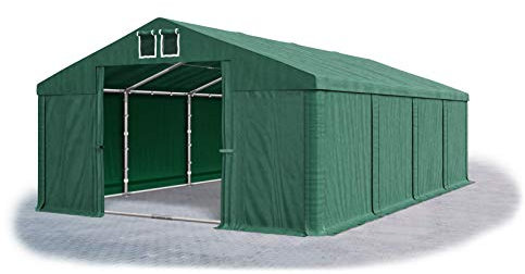 Das Company Lagerzelt 5x8m wasserdicht mit Bodenrahmen dunkelgrün Zelt 560g/m² PVC Plane hochwertig Zelthalle Summer Floor SD