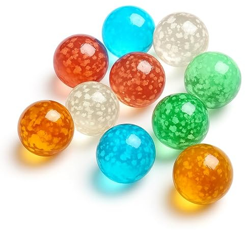 ARSUK Canicas Fosforescentes de Vidrio – 10 Unidades 25 mm Hechas a Mano, Set Luminoso Que Brilla en la Oscuridad para Marble Run, Pistas de Canicas, Juego Educativo, Decoración Hogar y Jardín, 250g