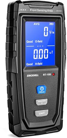 ERICKHILL EMF Messgerät, wiederaufladbar, elektromagnetisch, Strahlungsdetektor, Handgerät, Digital LCD EMF Detector, Great Tester für Home EMF Inspektionen, Büro, Im Freien und Geisterjagd