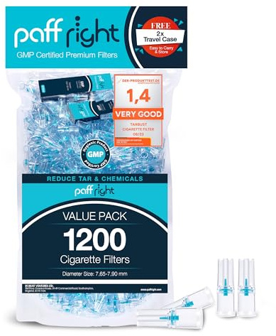 Paffright 1200 Zigarettenfilter Aufsatz für Regular-Größe 7.65–7.90 mm | Filter Zigaretten, Anti Teerfilter für Zigaretten, Plastik Zigarettenfilter, 1200 Zigarettenspitze für Regular