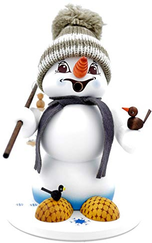 Kuhnert - Erzgebirgische Holzkunst Räuchermann Räucherfigur Schneemann 19cm - Vogelhändler