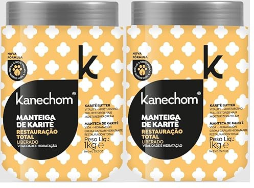 Kanechom - Linha Classicos - Kit de Mascaras Condicionantes Restauradoras Manteiga de Karite (2 x 1 Kg) - (Classic Collection - Set of Shea Butter Restorative Conditioning Mask Net (2 x 35.27 Oz))