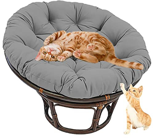 SRHWBF Papasan Runde Stuhlkissen Papasan Stuhlkissen Sesselkissen Schaukelstuhlkissen Outdoor extra groß bequemes Sitzkissen, NUR Kissen (Gray Ø140cm/55.1 in)