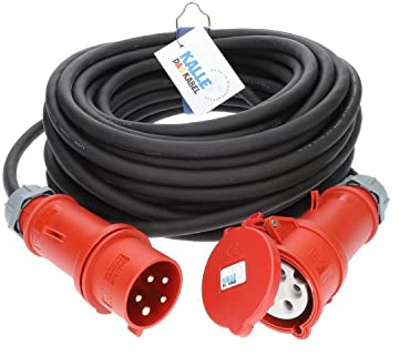 KALLE DAS KABEL CEE 400V Verlängerung Kraftstromkabel Starkstromkabel 32A H07RN-F 5G 6,0mm² mit Phasenwender 20 Meter