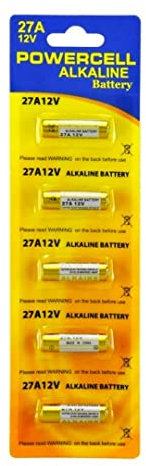 POWERCELL Batterie Alcaline 27A 12V Confezione da 5 Pile MN27 LR27 WE27A L828 V27GA GP27A per Telecomandi Cancello Sensori Antifurto Allarme Campanello