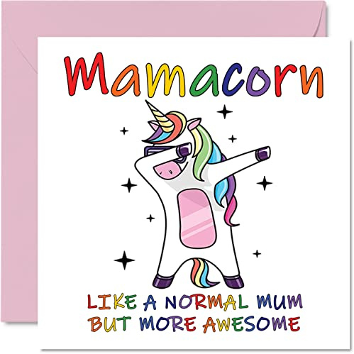 Stuff4 Geburtstagskarten für Mama, Mamacorn | Geburtstagskarte für Mama von Tochter und Sohn Happy Birthday Mum Mummy Unicorn Geburtstagskarte 145 mm x 145 mm