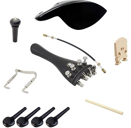 Streichinstrumente Teile 15 Stück 4/4 Geige Mit Saitenhalter + Endstück + Endknopf + Kinnhalter + Kinnhalterschraube + Stimmstock + Steg + Stimmwirbel